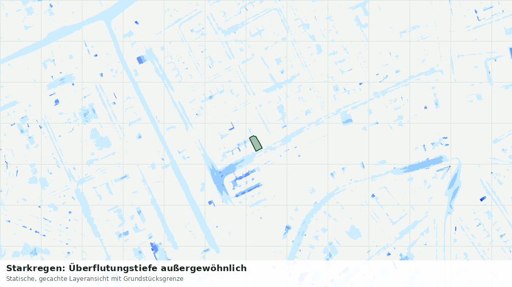 Statische Kartenansicht: Starkregen: Überflutungstiefe außergewöhnlich