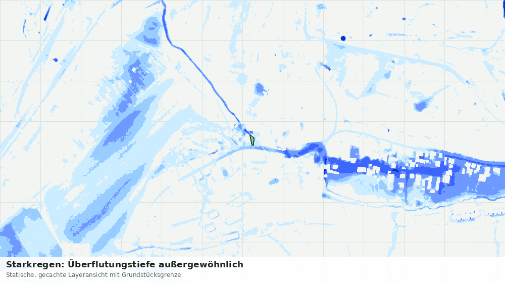 Statische Kartenansicht: Starkregen: Überflutungstiefe außergewöhnlich