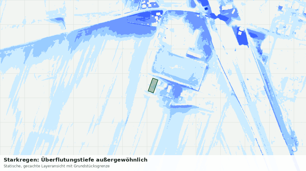 Statische Kartenansicht: Starkregen: Überflutungstiefe außergewöhnlich