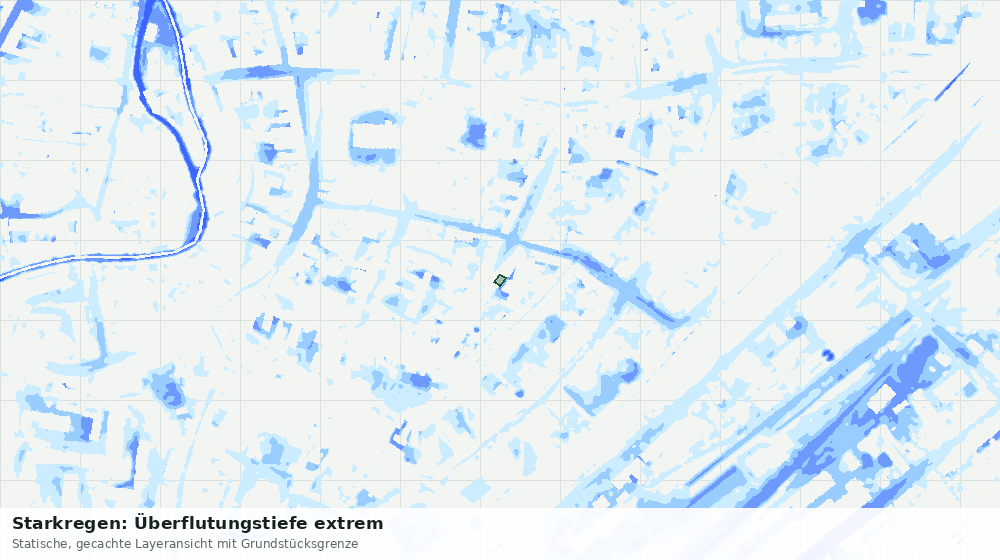 Statische Kartenansicht: Starkregen: Überflutungstiefe extrem