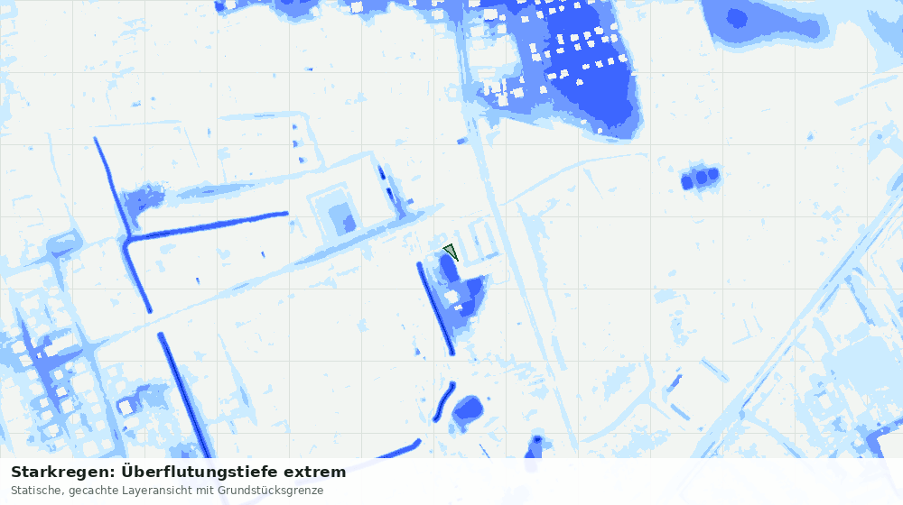 Statische Kartenansicht: Starkregen: Überflutungstiefe extrem