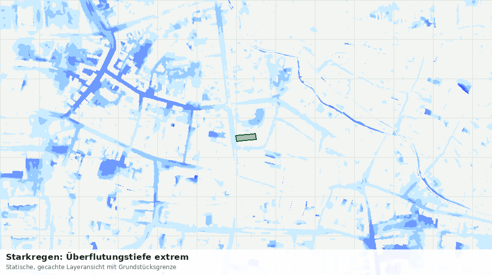 Statische Kartenansicht: Starkregen: Überflutungstiefe extrem