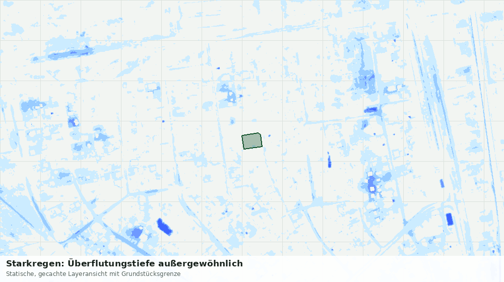Statische Kartenansicht: Starkregen: Überflutungstiefe außergewöhnlich