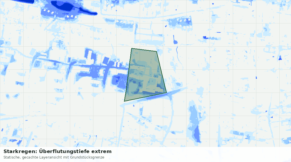 Statische Kartenansicht: Starkregen: Überflutungstiefe extrem