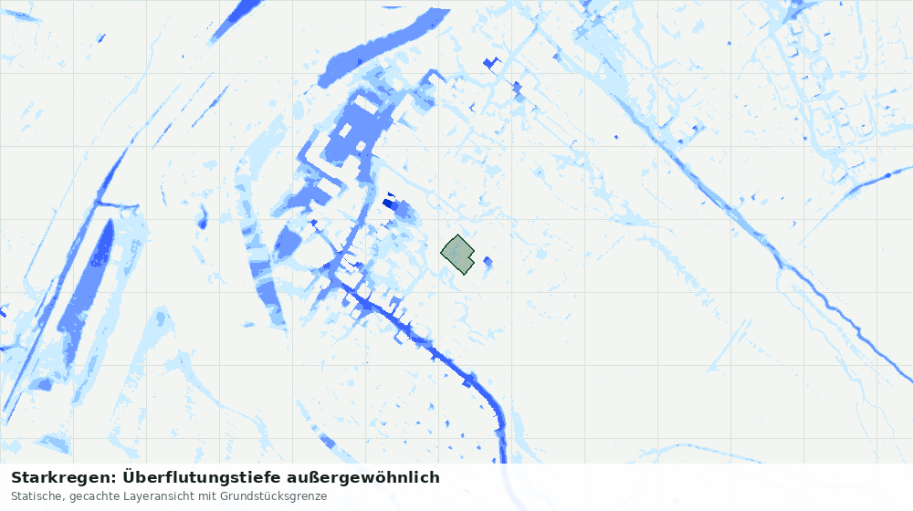 Statische Kartenansicht: Starkregen: Überflutungstiefe außergewöhnlich