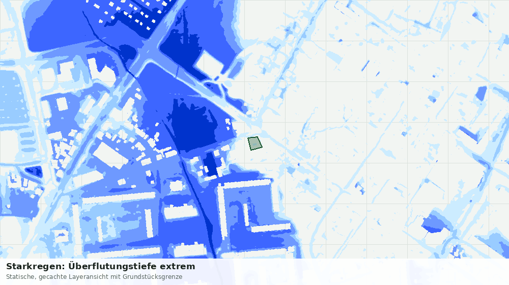 Statische Kartenansicht: Starkregen: Überflutungstiefe extrem