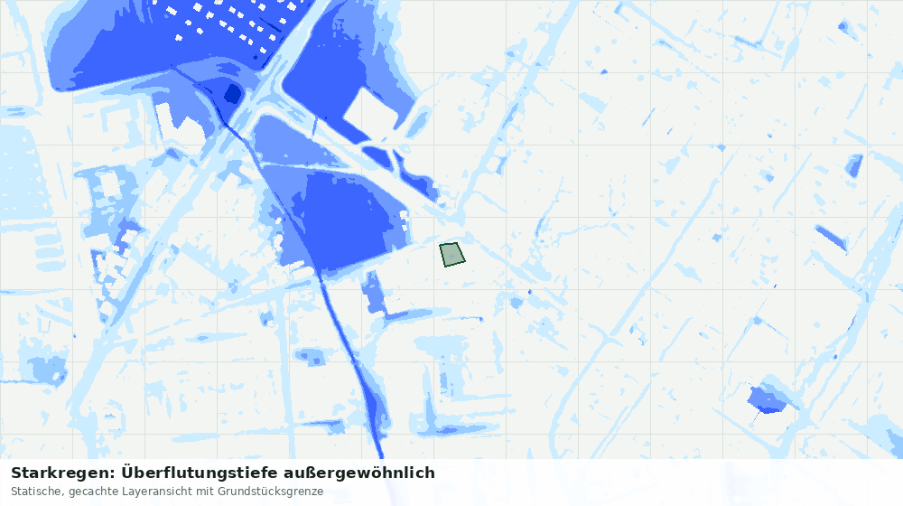 Statische Kartenansicht: Starkregen: Überflutungstiefe außergewöhnlich