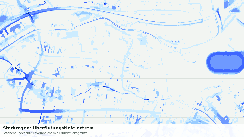 Statische Kartenansicht: Starkregen: Überflutungstiefe extrem