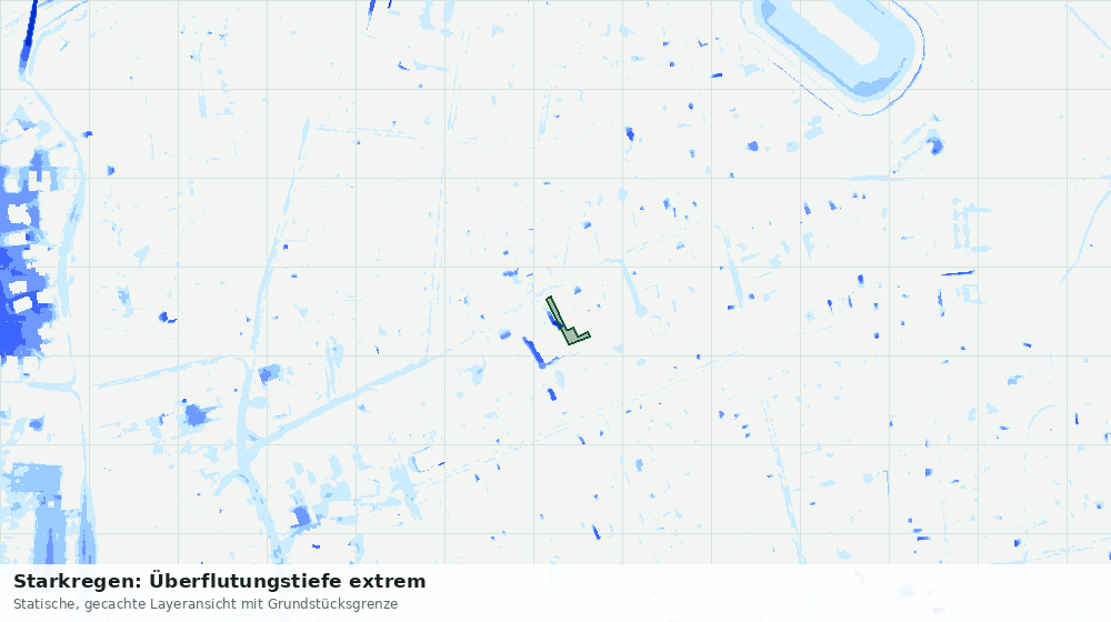 Statische Kartenansicht: Starkregen: Überflutungstiefe extrem