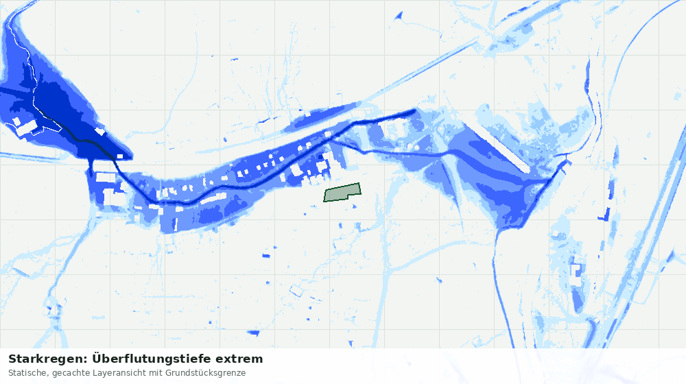 Statische Kartenansicht: Starkregen: Überflutungstiefe extrem