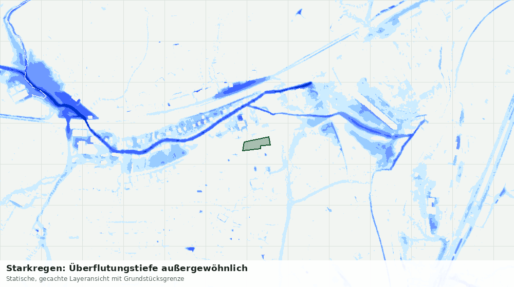 Statische Kartenansicht: Starkregen: Überflutungstiefe außergewöhnlich