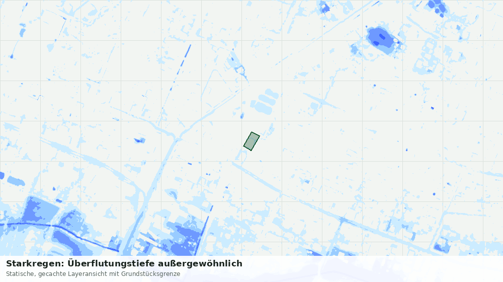 Statische Kartenansicht: Starkregen: Überflutungstiefe außergewöhnlich