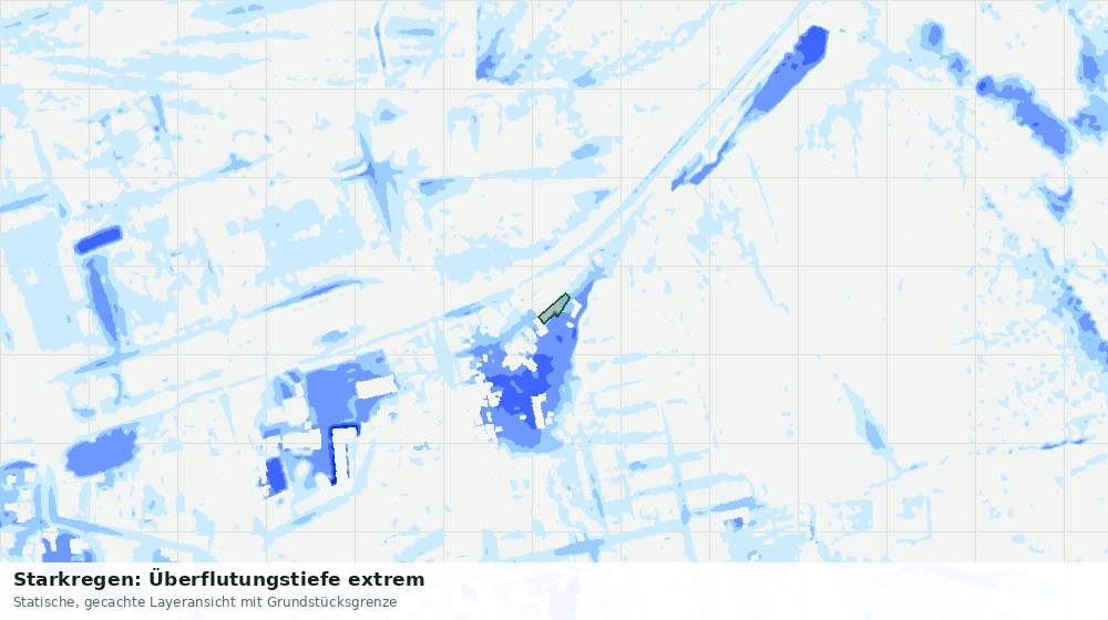 Statische Kartenansicht: Starkregen: Überflutungstiefe extrem