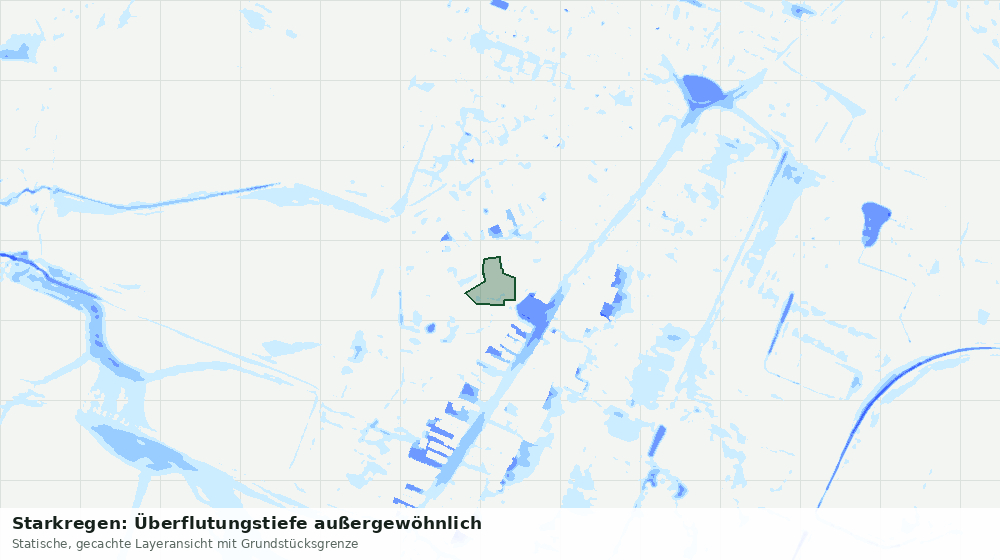 Statische Kartenansicht: Starkregen: Überflutungstiefe außergewöhnlich