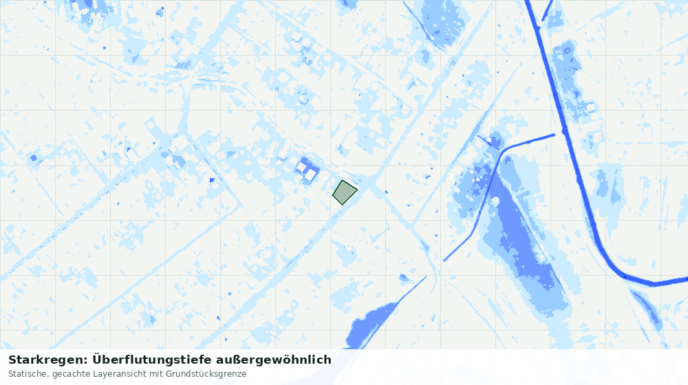 Statische Kartenansicht: Starkregen: Überflutungstiefe außergewöhnlich