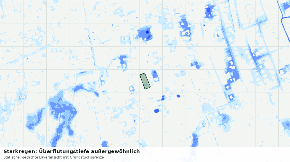 Statische Kartenansicht: Starkregen: Überflutungstiefe außergewöhnlich