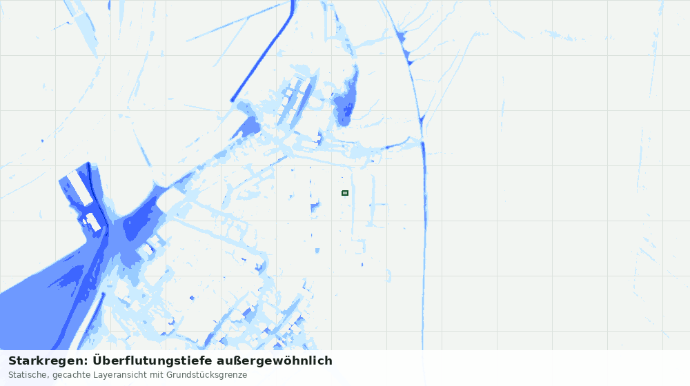 Statische Kartenansicht: Starkregen: Überflutungstiefe außergewöhnlich