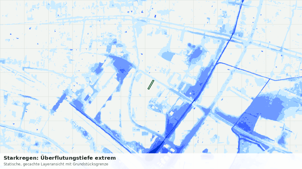 Statische Kartenansicht: Starkregen: Überflutungstiefe extrem