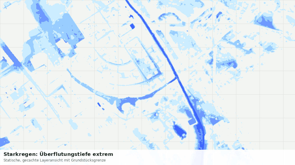 Statische Kartenansicht: Starkregen: Überflutungstiefe extrem