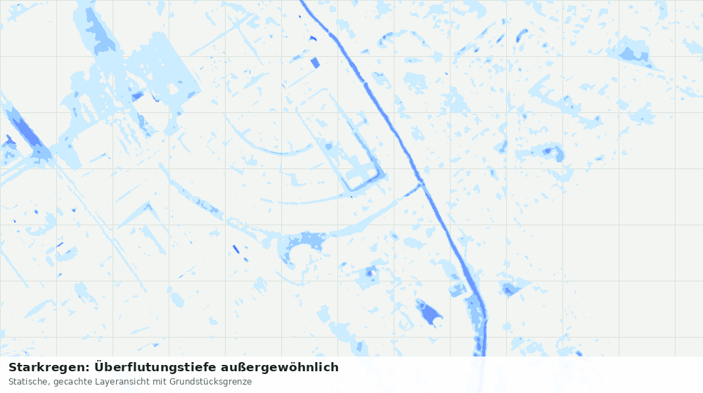 Statische Kartenansicht: Starkregen: Überflutungstiefe außergewöhnlich