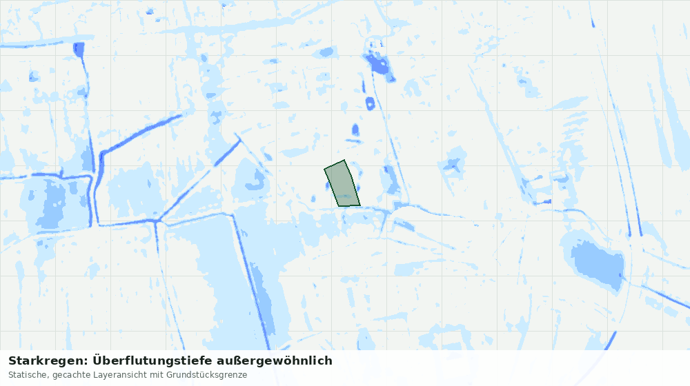 Statische Kartenansicht: Starkregen: Überflutungstiefe außergewöhnlich