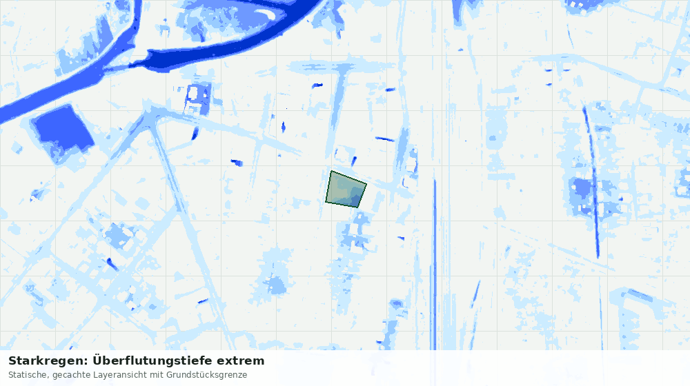 Statische Kartenansicht: Starkregen: Überflutungstiefe extrem