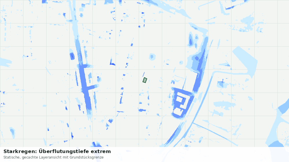 Statische Kartenansicht: Starkregen: Überflutungstiefe extrem