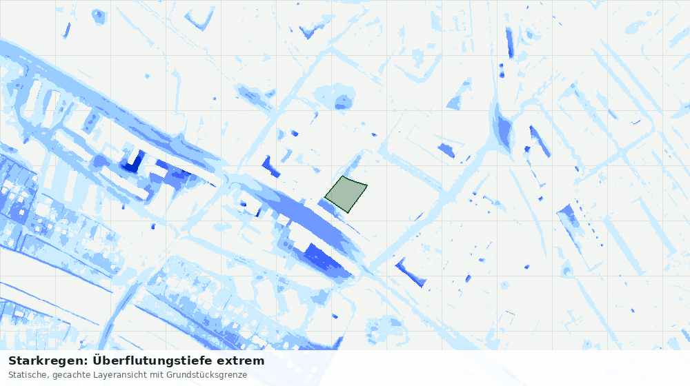 Statische Kartenansicht: Starkregen: Überflutungstiefe extrem