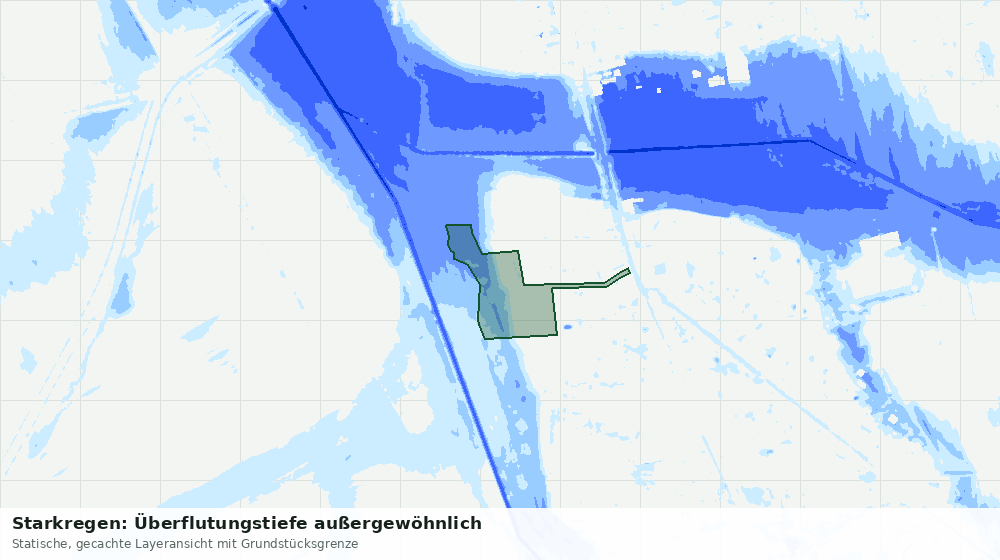 Statische Kartenansicht: Starkregen: Überflutungstiefe außergewöhnlich