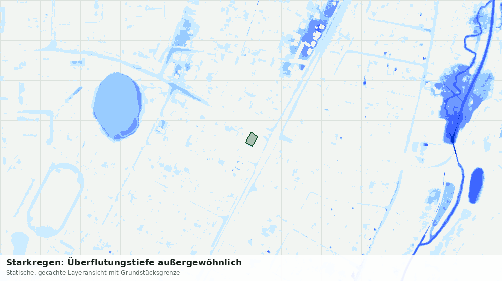 Statische Kartenansicht: Starkregen: Überflutungstiefe außergewöhnlich