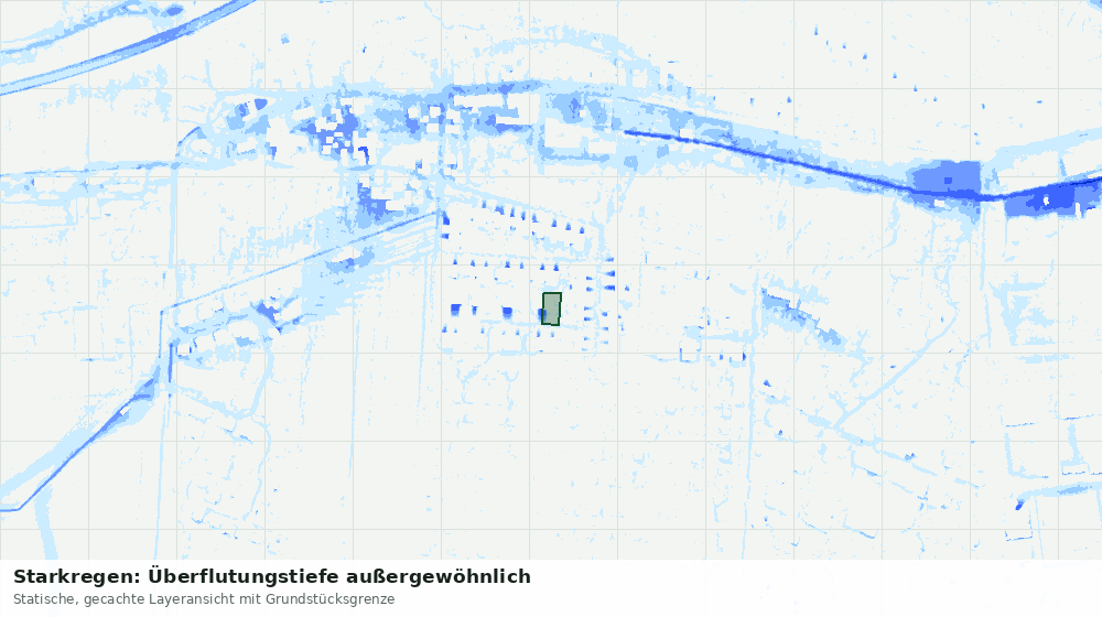 Statische Kartenansicht: Starkregen: Überflutungstiefe außergewöhnlich