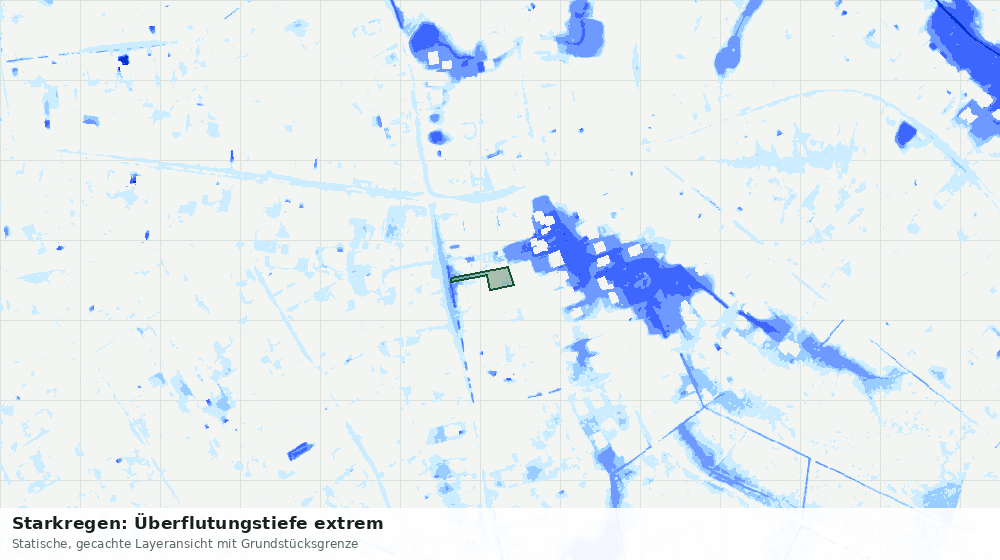 Statische Kartenansicht: Starkregen: Überflutungstiefe extrem