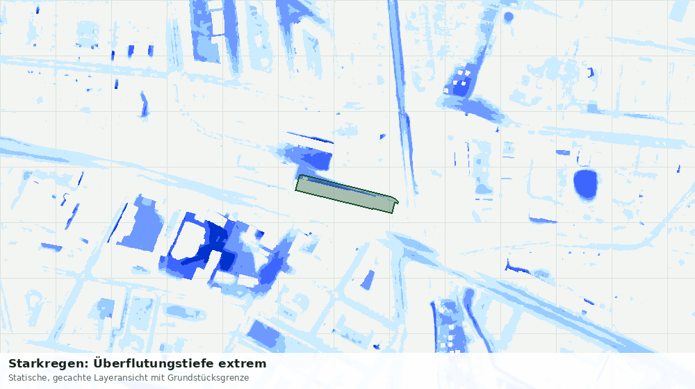 Statische Kartenansicht: Starkregen: Überflutungstiefe extrem