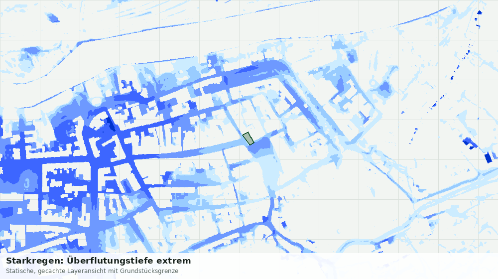 Statische Kartenansicht: Starkregen: Überflutungstiefe extrem