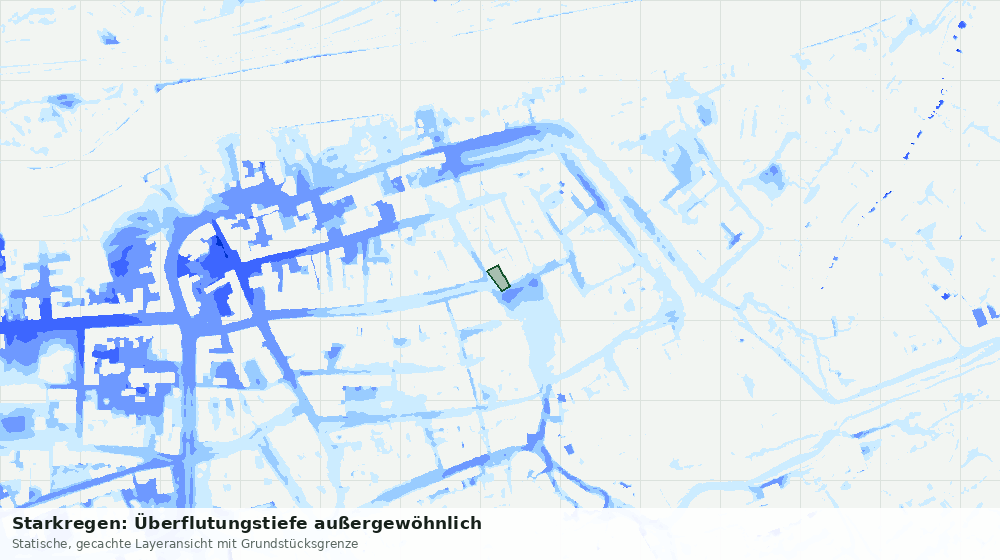 Statische Kartenansicht: Starkregen: Überflutungstiefe außergewöhnlich