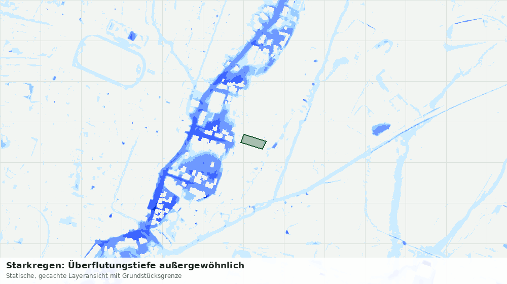 Statische Kartenansicht: Starkregen: Überflutungstiefe außergewöhnlich