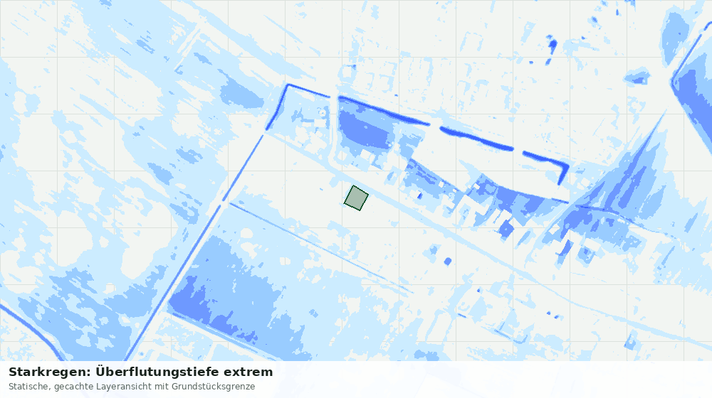 Statische Kartenansicht: Starkregen: Überflutungstiefe extrem