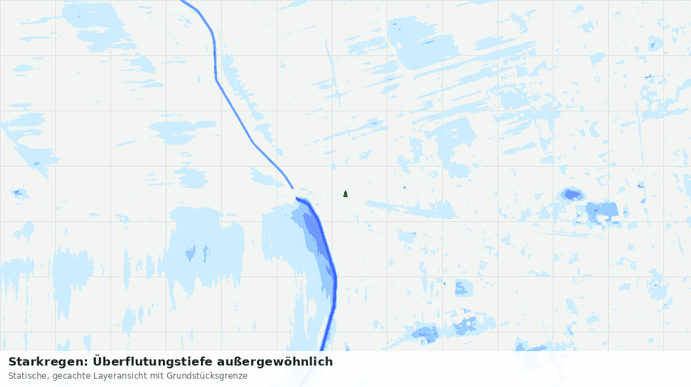 Statische Kartenansicht: Starkregen: Überflutungstiefe außergewöhnlich