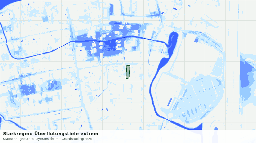 Statische Kartenansicht: Starkregen: Überflutungstiefe extrem