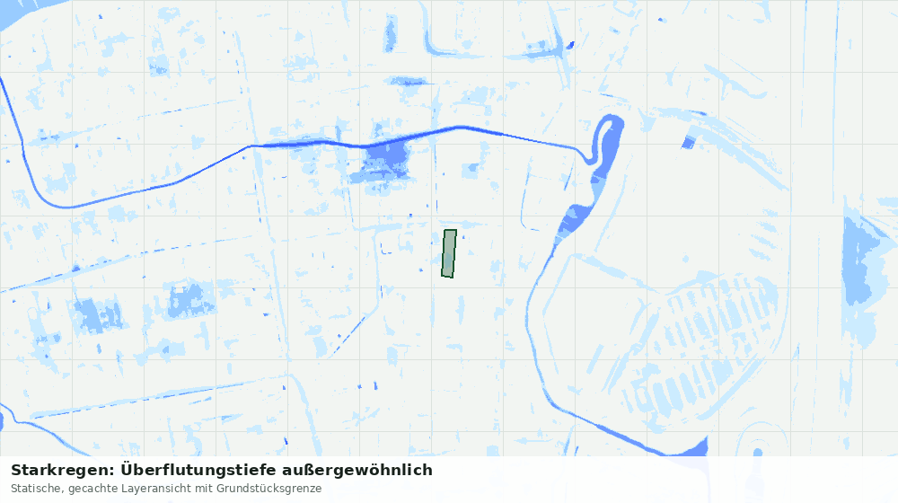 Statische Kartenansicht: Starkregen: Überflutungstiefe außergewöhnlich