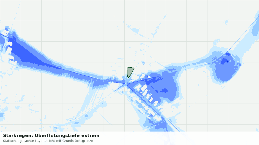 Statische Kartenansicht: Starkregen: Überflutungstiefe extrem