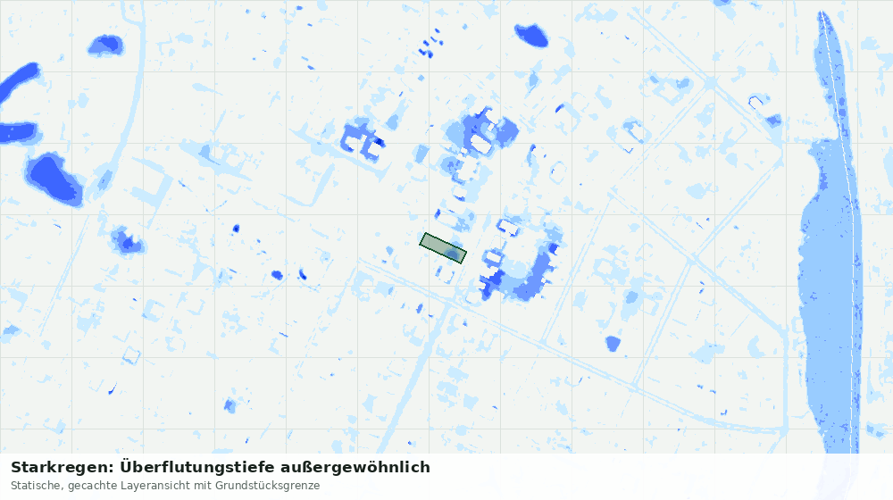 Statische Kartenansicht: Starkregen: Überflutungstiefe außergewöhnlich