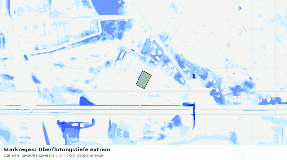 Statische Kartenansicht: Starkregen: Überflutungstiefe extrem