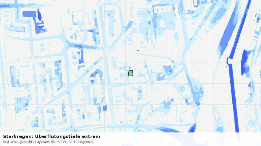 Statische Kartenansicht: Starkregen: Überflutungstiefe extrem