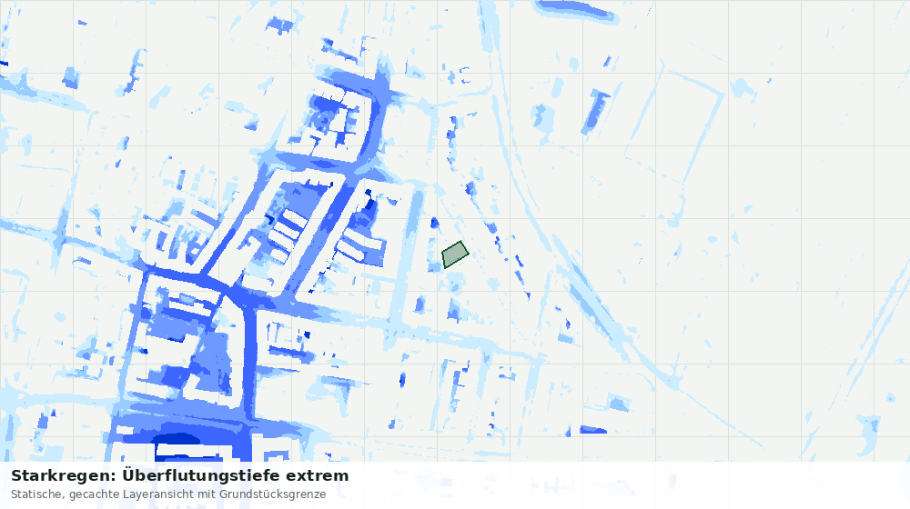 Statische Kartenansicht: Starkregen: Überflutungstiefe extrem