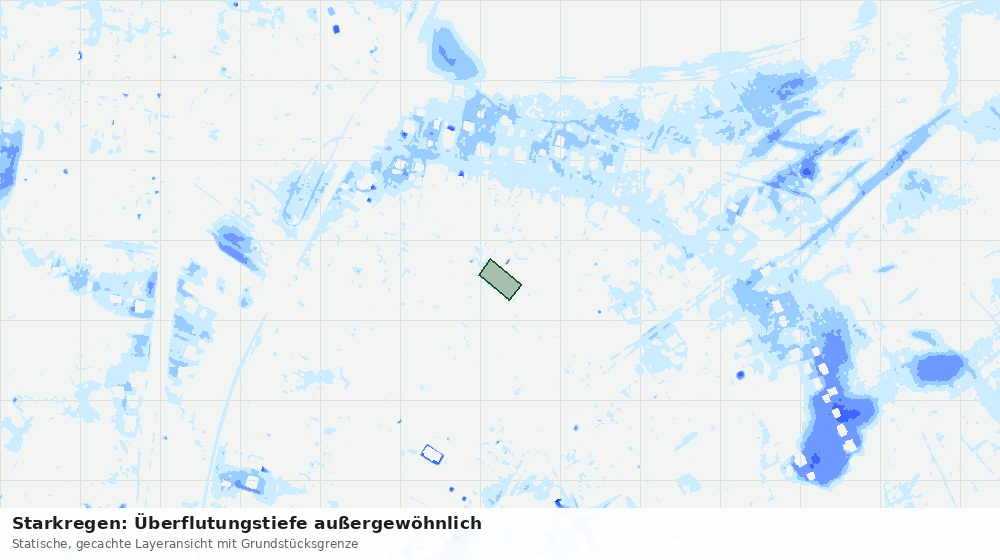 Statische Kartenansicht: Starkregen: Überflutungstiefe außergewöhnlich
