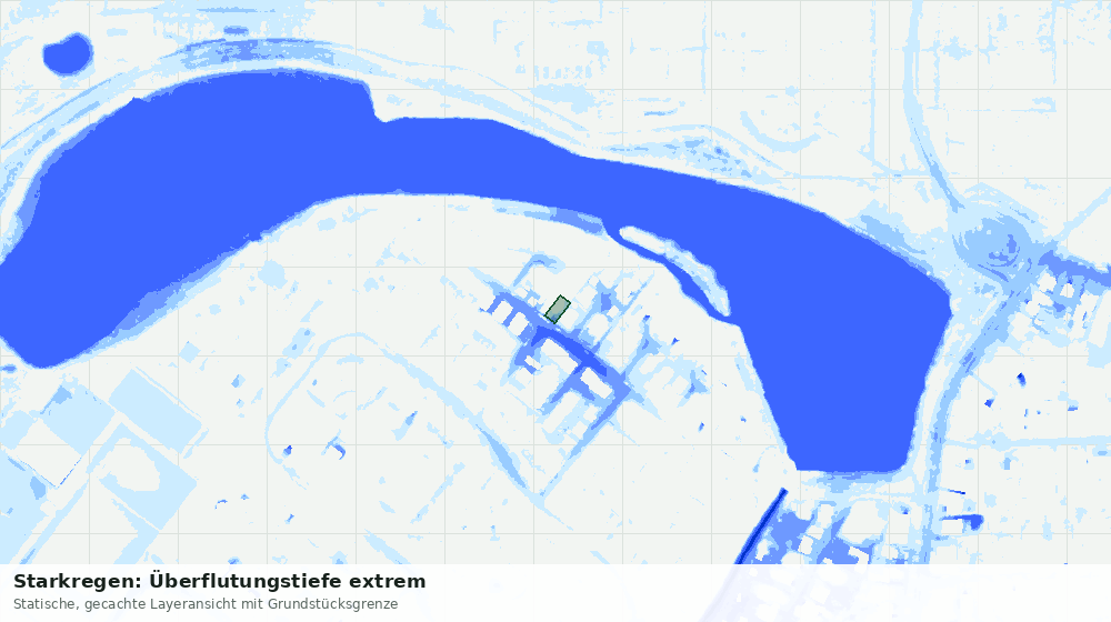 Statische Kartenansicht: Starkregen: Überflutungstiefe extrem