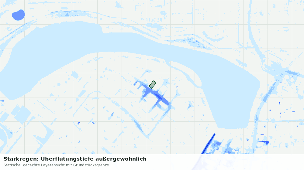 Statische Kartenansicht: Starkregen: Überflutungstiefe außergewöhnlich