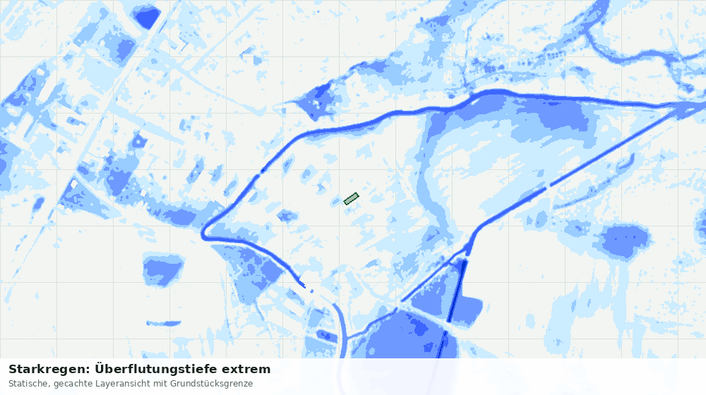 Statische Kartenansicht: Starkregen: Überflutungstiefe extrem