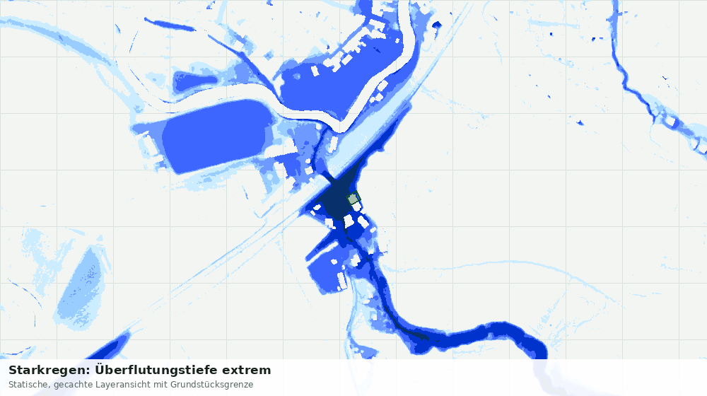Statische Kartenansicht: Starkregen: Überflutungstiefe extrem